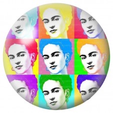 Cabochon en Verre Illustré Frida Kahlo Façon Warhol 12 à 25mm pour la Création de Bijoux Fantaisie - DIY