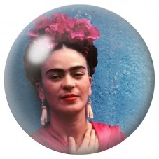 Cabochon en Verre Illustré Frida Kahlo sur Fond Bleu Texturé 12 à 25mm pour la Création de Bijoux Fantaisie - DIY