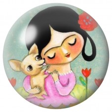 Cabochon en Verre Illustré Petite Frida Kahlo au Faon 12 à 25mm pour la Création de Bijoux Fantaisie - DIY