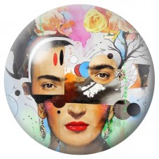 Cabochon en Verre Illustré Frida Kahlo Surréaliste aux Yeux 12 à 25mm pour la Création de Bijoux Fantaisie - DIY