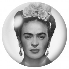Cabochon en Verre Illustré Frida Kahlo en Photographie aux Roses 12 à 25mm pour la Création de Bijoux Fantaisie - DIY
