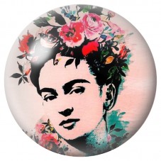 Cabochon en Verre Illustré Frida Kahlo au Pochoir Fleuri 12 à 25mm pour la Création de Bijoux Fantaisie - DIY