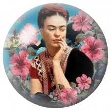 Cabochon en Verre Illustré Frida Kahlo Méditative aux Fleurs 12 à 25mm pour la Création de Bijoux Fantaisie - DIY