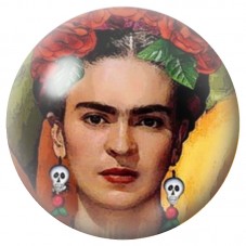 Cabochon en Verre Illustré Frida Kahlo aux Boucles Crâne 12 à 25mm pour la Création de Bijoux Fantaisie - DIY