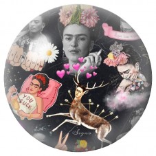 Cabochon en Verre Illustré Frida Kahlo et Cerf en Collage 12 à 25mm pour la Création de Bijoux Fantaisie - DIY