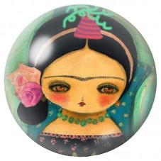 Cabochon en Verre Illustré Petite Frida Kahlo aux Roses 12 à 25mm pour la Création de Bijoux Fantaisie - DIY