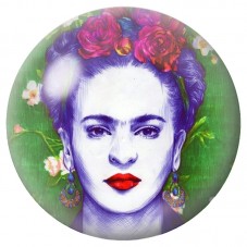 Cabochon en Verre Illustré Frida Kahlo Violette aux Lèvres Rouges 12 à 25mm pour la Création de Bijoux Fantaisie - DIY