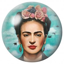 Cabochon en Verre Illustré Frida Kahlo aux Roses et Oiseaux 12 à 25mm pour la Création de Bijoux Fantaisie - DIY