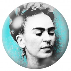 Cabochon en Verre Illustré Frida Kahlo de Profil Turquoise 12 à 25mm pour la Création de Bijoux Fantaisie - DIY