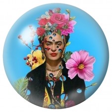 Cabochon en Verre Illustré Frida Kahlo aux Grandes Fleurs 12 à 25mm pour la Création de Bijoux Fantaisie - DIY