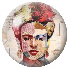 Cabochon en Verre Illustré Frida Kahlo en Collage 12 à 25mm pour la Création de Bijoux Fantaisie - DIY