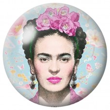 Cabochon en Verre Illustré Frida Kahlo aux Fleurs Roses 12 à 25mm pour la Création de Bijoux Fantaisie - DIY