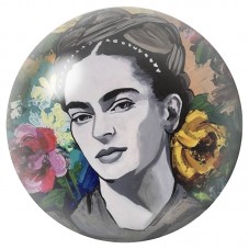 Cabochon en Verre Illustré Frida Kahlo en Noir et Blanc Fleuri 12 à 25mm pour la Création de Bijoux Fantaisie - DIY
