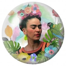 Cabochon en Verre Illustré Frida Kahlo au Jardin Tropical 12 à 25mm pour la Création de Bijoux Fantaisie - DIY