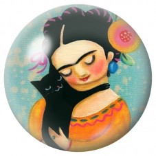 Cabochon en Verre Illustré Frida Kahlo aux Cheveux Longs 12 à 25mm pour la Création de Bijoux Fantaisie - DIY
