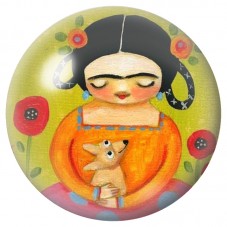 Cabochon en Verre Illustré Petite Frida Kahlo et Faon 12 à 25mm pour la Création de Bijoux Fantaisie - DIY