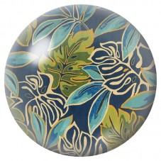 Cabochon en Verre Illustré Feuillage Exotique Bleu et Or 12 à 25mm pour la Création de Bijoux Fantaisie - DIY