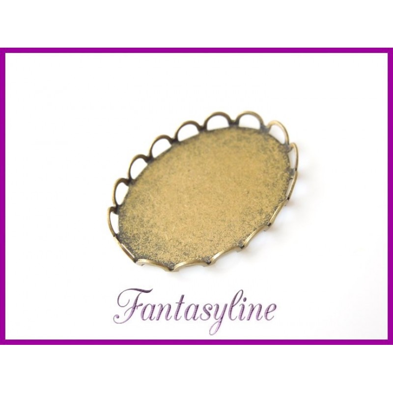 2 Supports Pendentif Cabochon Bronze Antique 18x25mm