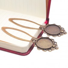 Support Marque-Page Fleurs Bronze pour Cabochon 20mm