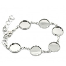 Support Bracelet Argenté pour Cabochon 14mm pour la Création de Bijoux Fantaisie - DIY