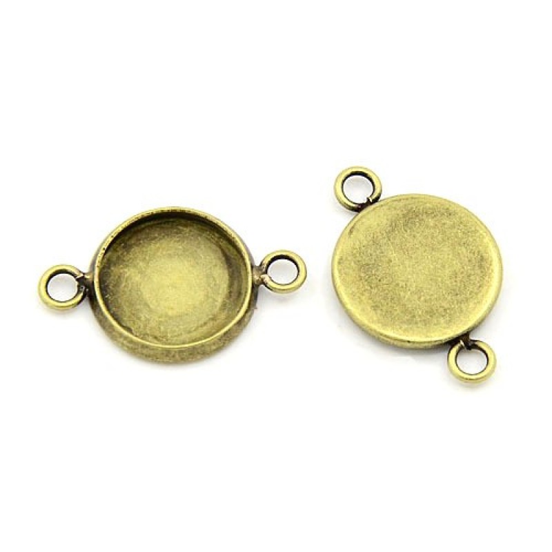 4 Supports Connecteurs Bronze pour Cabochon 12mm