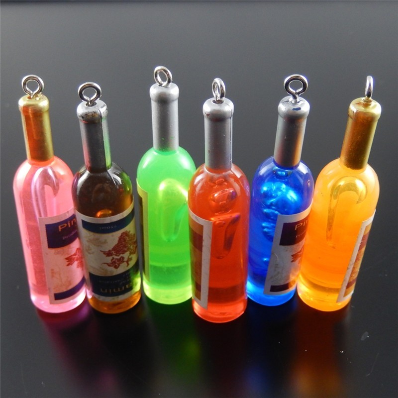 4 Breloques Bouteilles de Vin 53mm