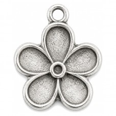 10 Breloques Fleur Argentée à Strasser 19x15mm pour la Création de Bijoux Fantaisie - DIY