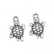 4 Breloques Tortue Argenté 13x24mm  pour la Création de Bijoux Fantaisie - DIY