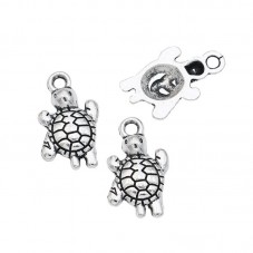 4 Breloques Tortue Argenté 13x24mm