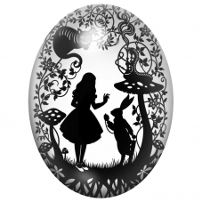 Cabochon en Verre Illustré Alice au Pays des Merveilles 13x18, 18x25 ou 30x40mm pour la Création de Bijoux Fantaisie - DIY