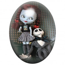 Cabochon en Verre Illustré Poupée Sally avec Jack 13x18, 18x25 ou 30x40mm pour la Création de Bijoux Fantaisie - DIY