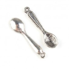 10 Breloques Cuillère Argentée 24x6mm