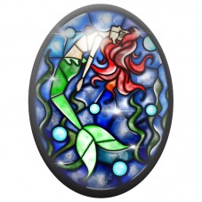 Cabochon en Verre Illustré Petite Sirène en Vitrail 13x18, 18x25 ou 30x40mm pour la Création de Bijoux Fantaisie - DIY
