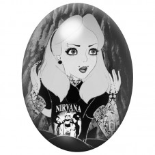 Cabochon en Verre Illustré Alice Rock Nirvana 13x18, 18x25 ou 30x40mm pour la Création de Bijoux Fantaisie - DIY