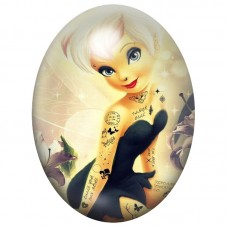 Cabochon en Verre Illustré Fée Clochette Punk Tatouée 13x18, 18x25 ou 30x40mm pour la Création de Bijoux Fantaisie - DIY