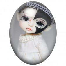 Cabochon en Verre Illustré Poupée Pierrot Blanche 13x18, 18x25 ou 30x40mm pour la Création de Bijoux Fantaisie - DIY