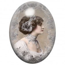 Cabochon en Verre Illustré Élégante Vintage à la Rose Noire 13x18, 18x25 ou 30x40mm pour la Création de Bijoux Fantaisie - DIY