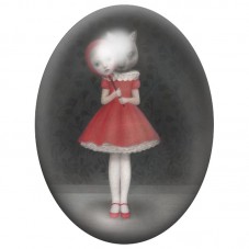 Cabochon en Verre Illustré Petit Chaperon Rouge Poupée 13x18, 18x25 ou 30x40mm pour la Création de Bijoux Fantaisie - DIY