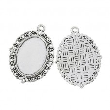 Support Pendentif Argenté pour Cabochon 18x25mm pour la Création de Bijoux Fantaisie - DIY