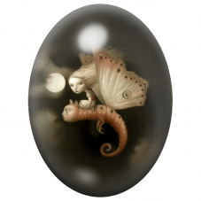 Cabochon en Verre Illustré Fée au Papillon Géant 13x18, 18x25 ou 30x40mm pour la Création de Bijoux Fantaisie - DIY