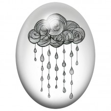 Cabochon en Verre Illustré Nuage de Pluie 13x18, 18x25 ou 30x40mm pour la Création de Bijoux Fantaisie - DIY
