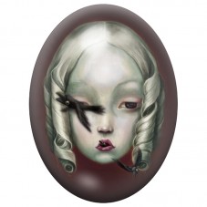Cabochon en Verre Illustré Visage Gothique au Corbeau 13x18, 18x25 ou 30x40mm pour la Création de Bijoux Fantaisie - DIY