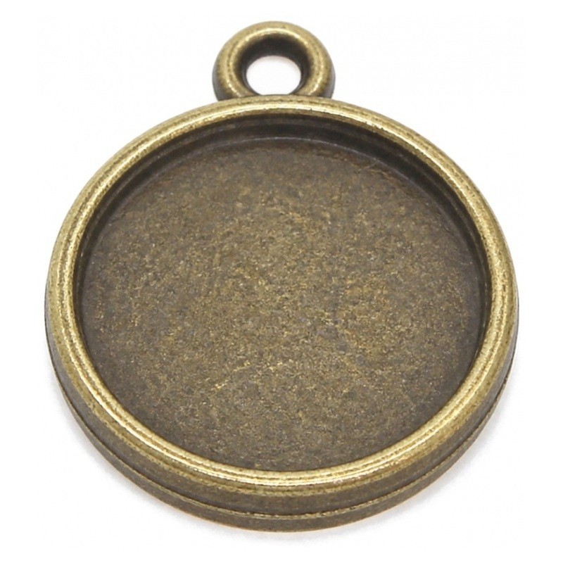 2 Supports Pendentifs Bronze pour Cabochon 16mm