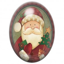 Cabochon en Verre Illustré Père Noël au Cadeau Vert 13x18, 18x25 ou 30x40mm pour la Création de Bijoux Fantaisie - DIY
