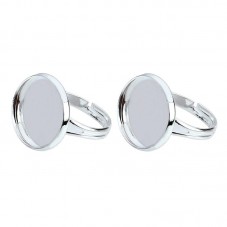 2 Supports Bagues Ajustables Argentés pour Cabochon 18mm