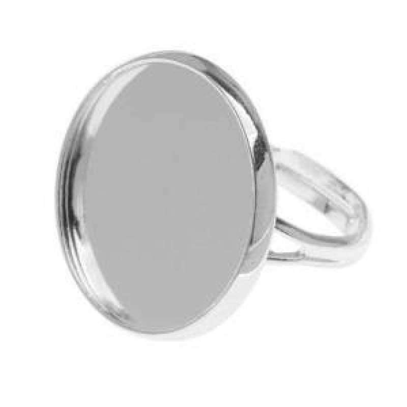 2 Supports Bagues Ajustables Argentés pour Cabochon 18mm