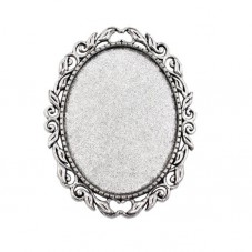 Support Broche Argenté pour Cabochon 30x40mm pour la Création de Bijoux Fantaisie - DIY