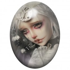 Cabochon en Verre Illustré Poupée d’Argent aux Papillons 13x18, 18x25 ou 30x40mm pour la Création de Bijoux Fantaisie - DIY