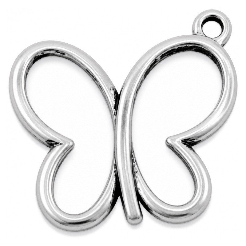 10 Breloques Papillon Argenté 17x19mm