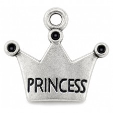 10 Breloques Couronne Princesse Argentée à Strasser 19x17mm pour la Création de Bijoux Fantaisie - DIY